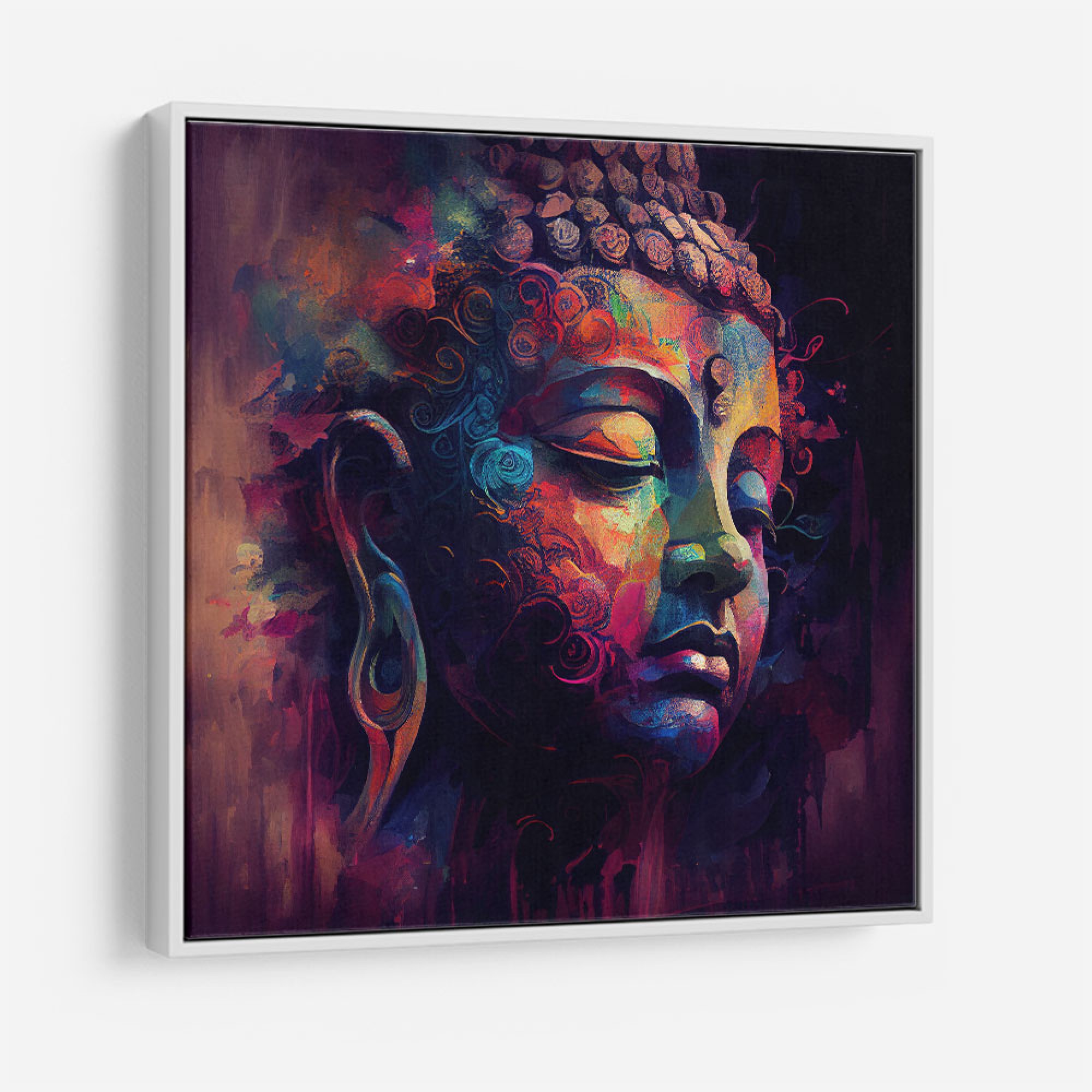 Leinwandbild | Abstraktes Buddha-Gesicht | Quadrat